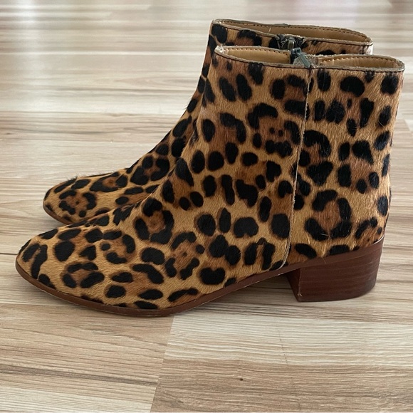 J. Crew Leopard Print Calf Hair Ankle Boots - Picture 3 of 9